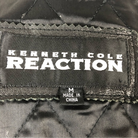 Kenneth Cole Reaction Leather Coat in Black Soft Leather with Belt feminine Sz M - Picture 6 of 12